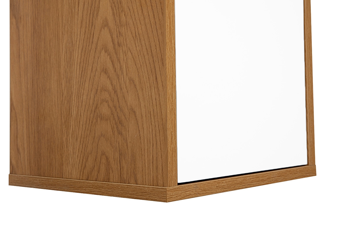 Mensola a parete finitura bianca e legno chiaro rovere L30 cm FLEXO