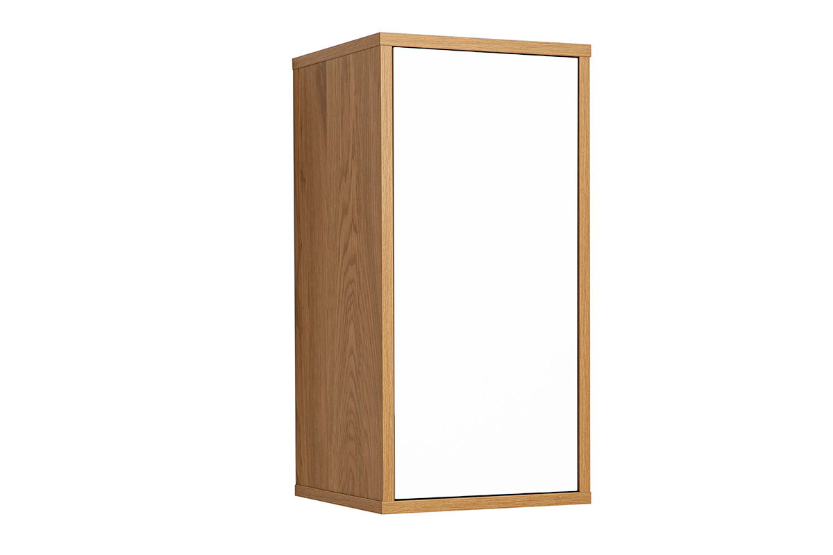 Mensola a parete finitura bianca e legno chiaro rovere L30 cm FLEXO