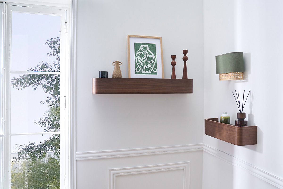 Mensola da muro in noce scuro L48 cm HOPE