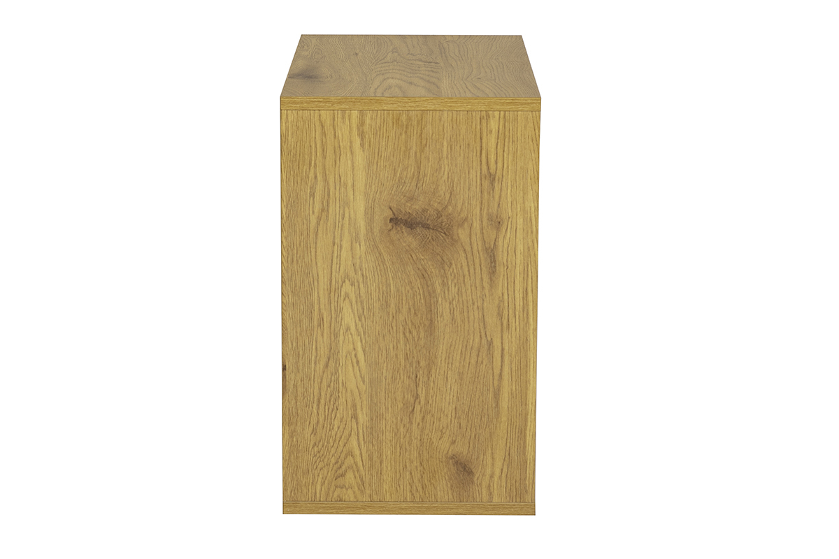 Mobile contenitore da parete in legno chiaro di quercia, vista laterale, dimensioni L55 x P30 x H50 cm