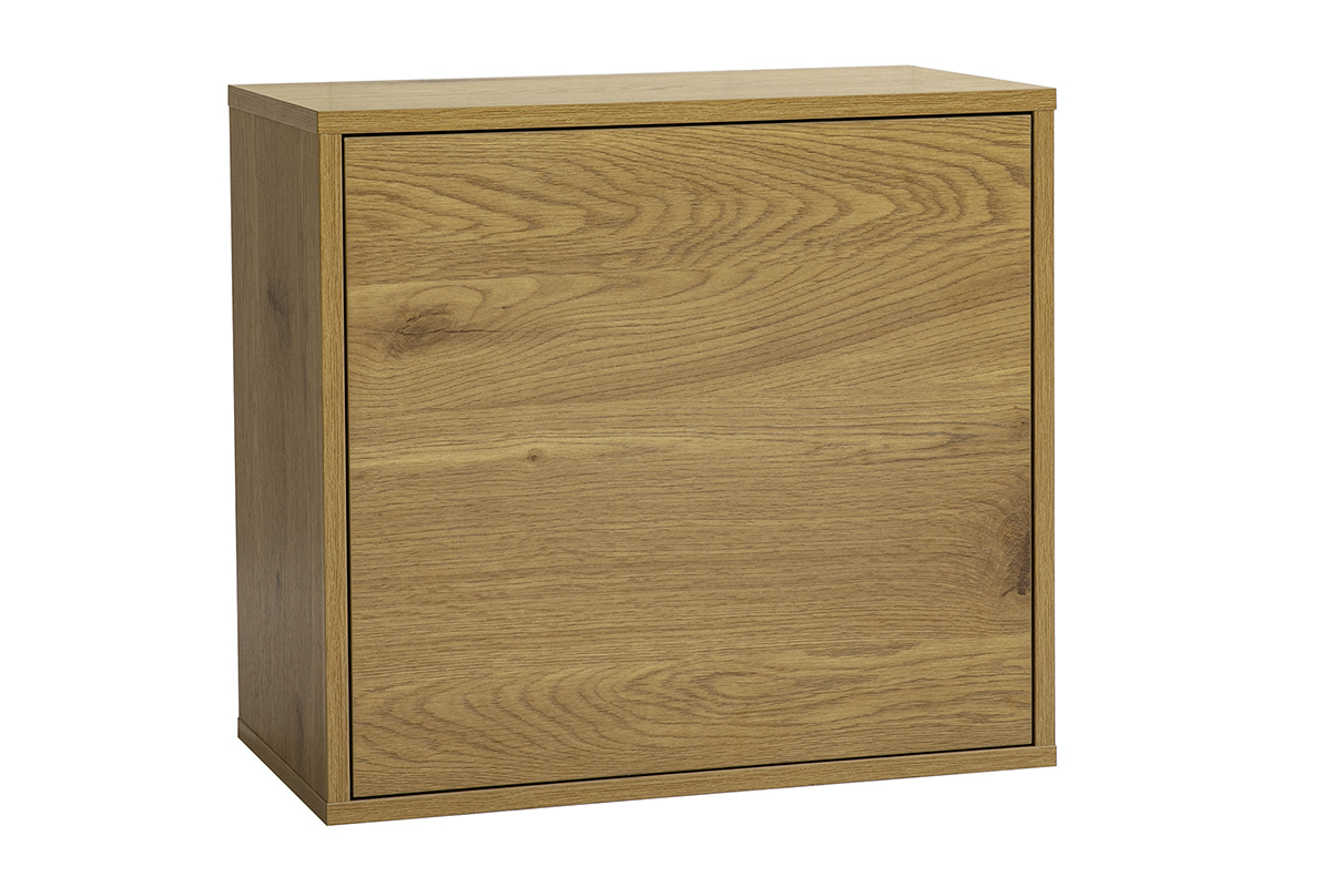 Mensola da parete in legno chiaro di rovere, vista frontale, dimensioni L55 cm.