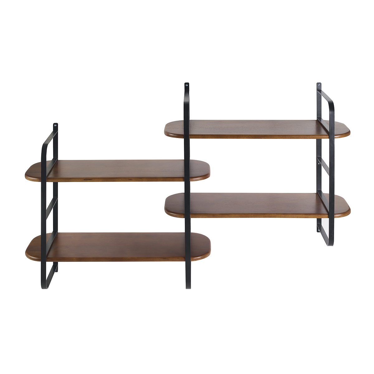 Mensola da parete in legno massello di mango tinto e metallo nero L122 cm AKINA