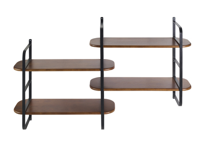 Mensola da parete in legno massello di mango tinto e metallo nero L122 cm AKINA