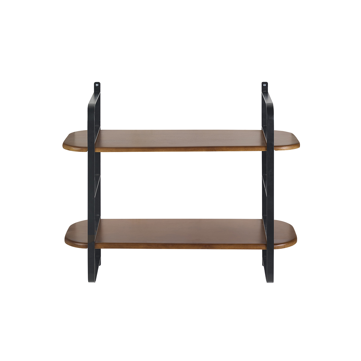 Mensola da parete in legno massello di mango tinto e metallo nero L70 cm AKINA