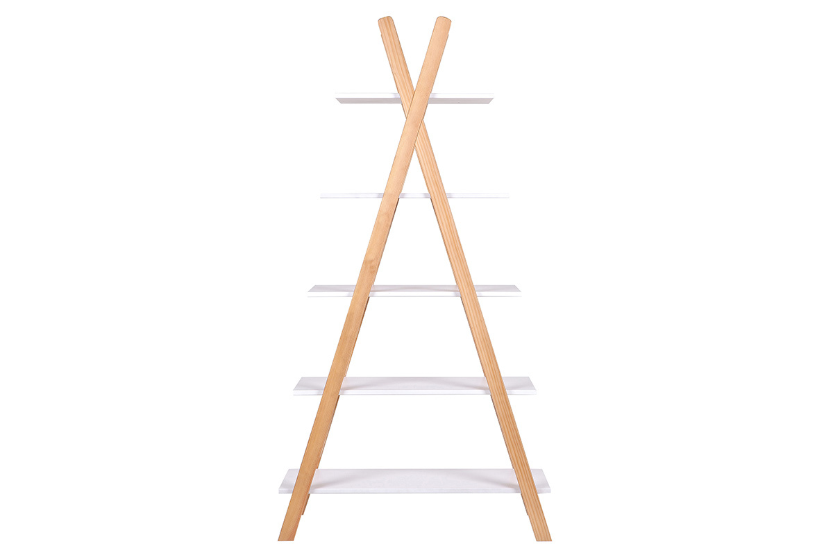 Mensola in legno chiaro e bianco stile scandinavo APACHE