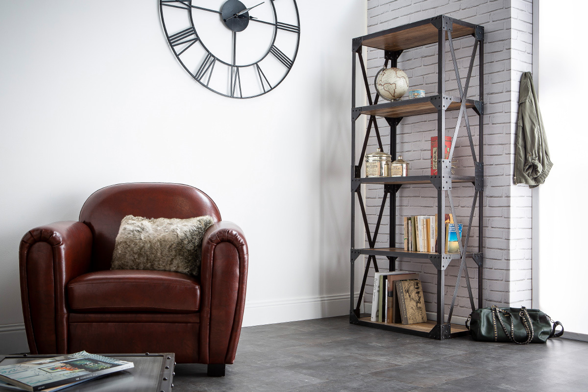 Mensola - libreria stile industriale in metallo e legno ATELIER
