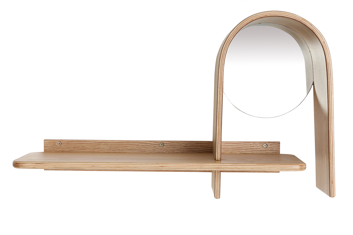 Mensola murale design frassino con specchio SILMA