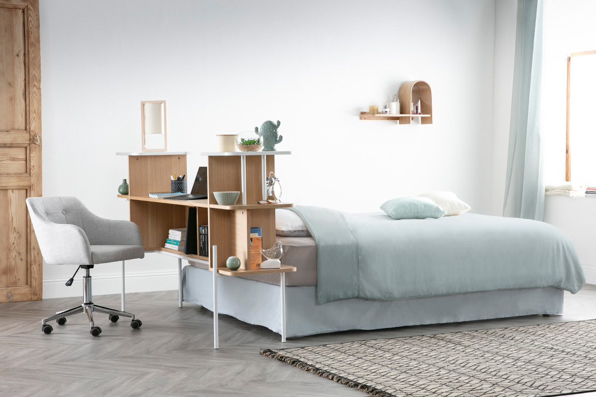 Mensola murale design frassino con specchio SILMA
