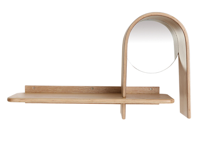 Mensola murale design frassino con specchio SILMA