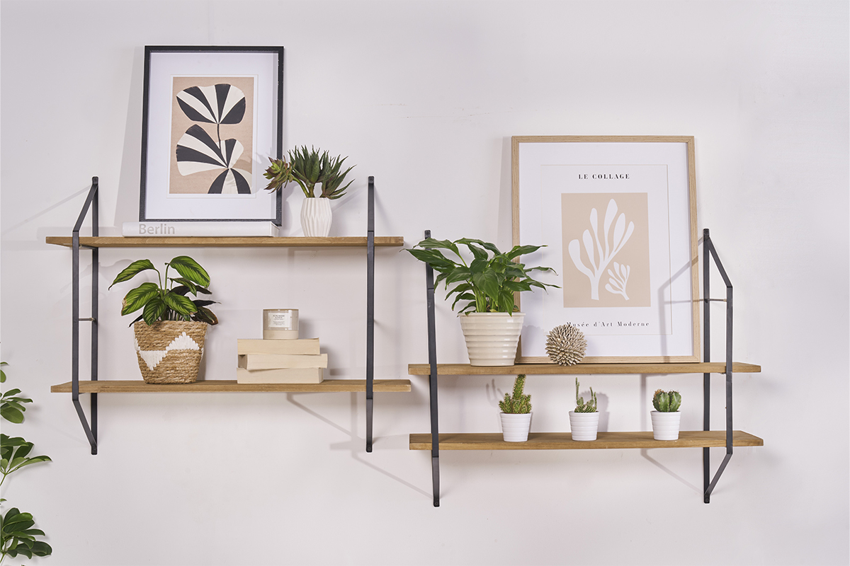 Mensola murale design legno e metallo BRIDGE