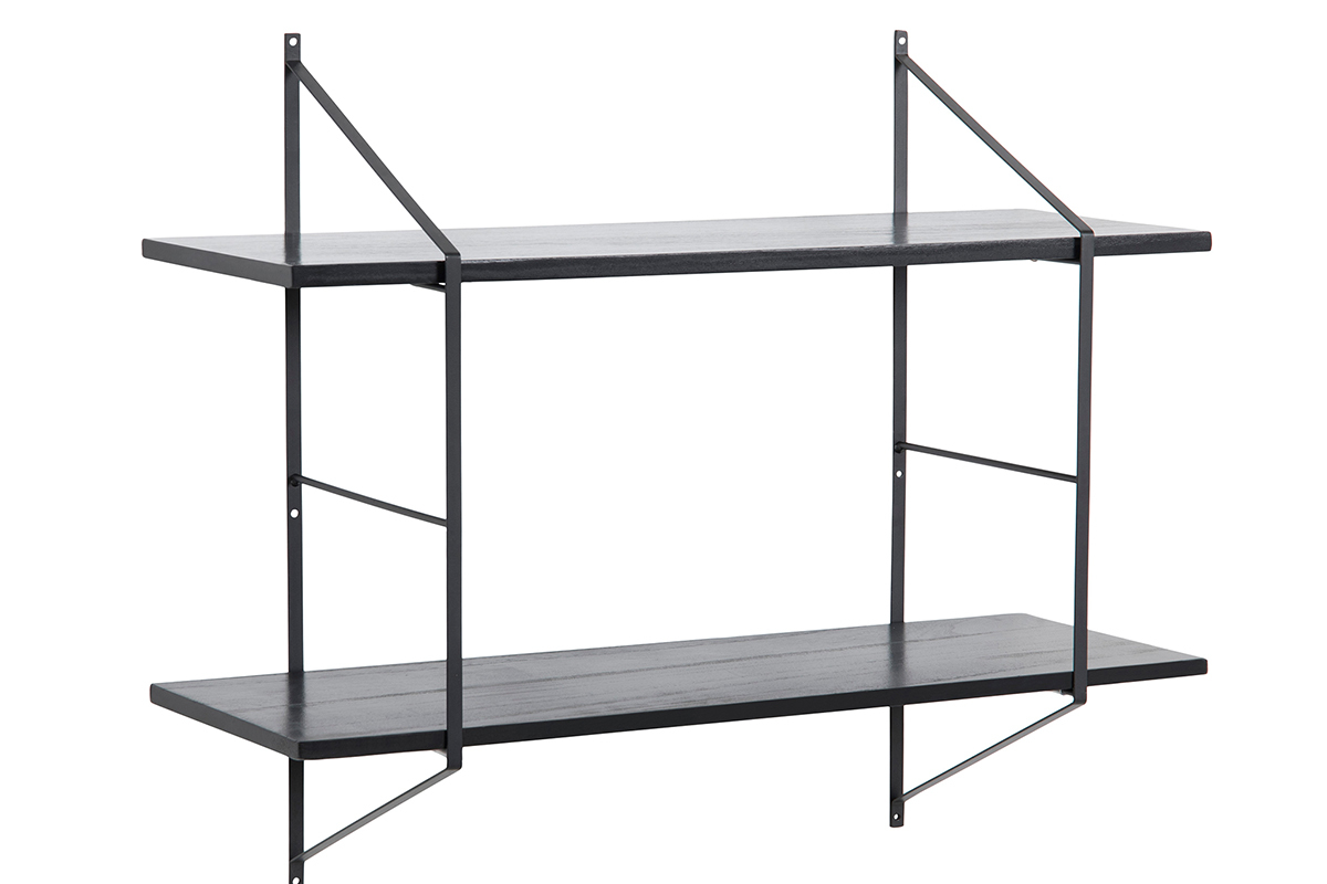 Mensola murale design legno nero e metallo BRIDGE