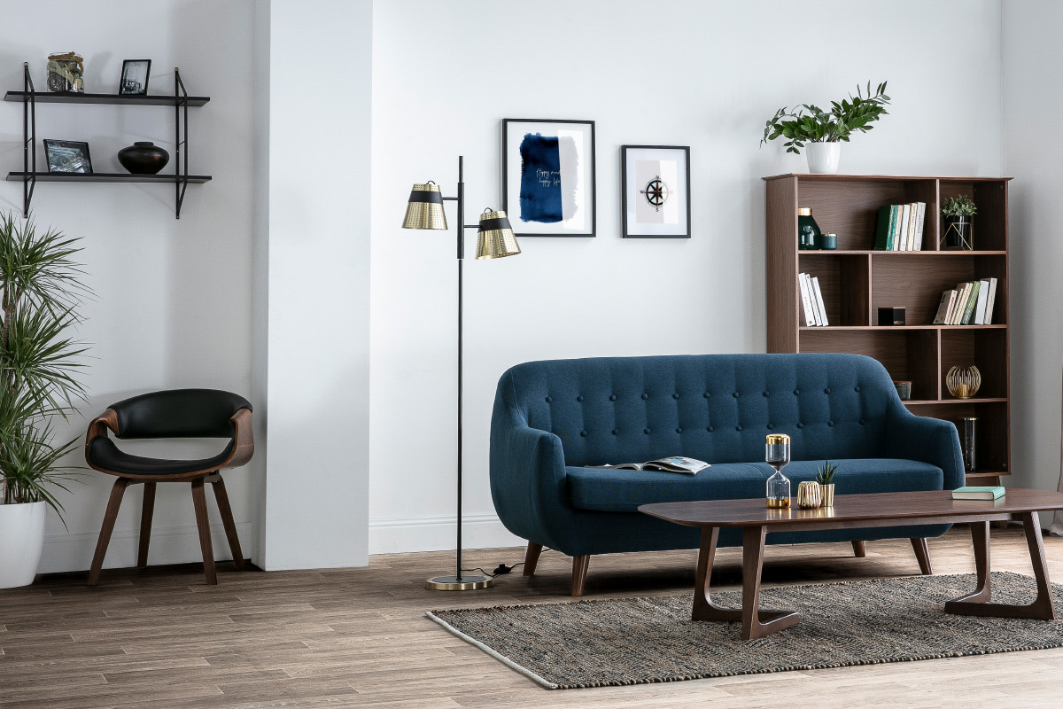 Mensola murale design legno nero e metallo BRIDGE