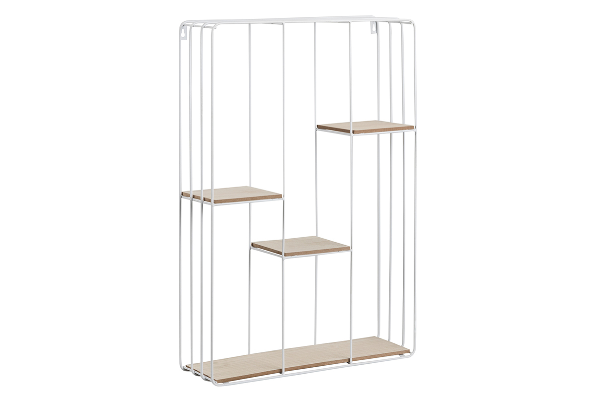 Mensola murale design metallo bianco e legno SLICE