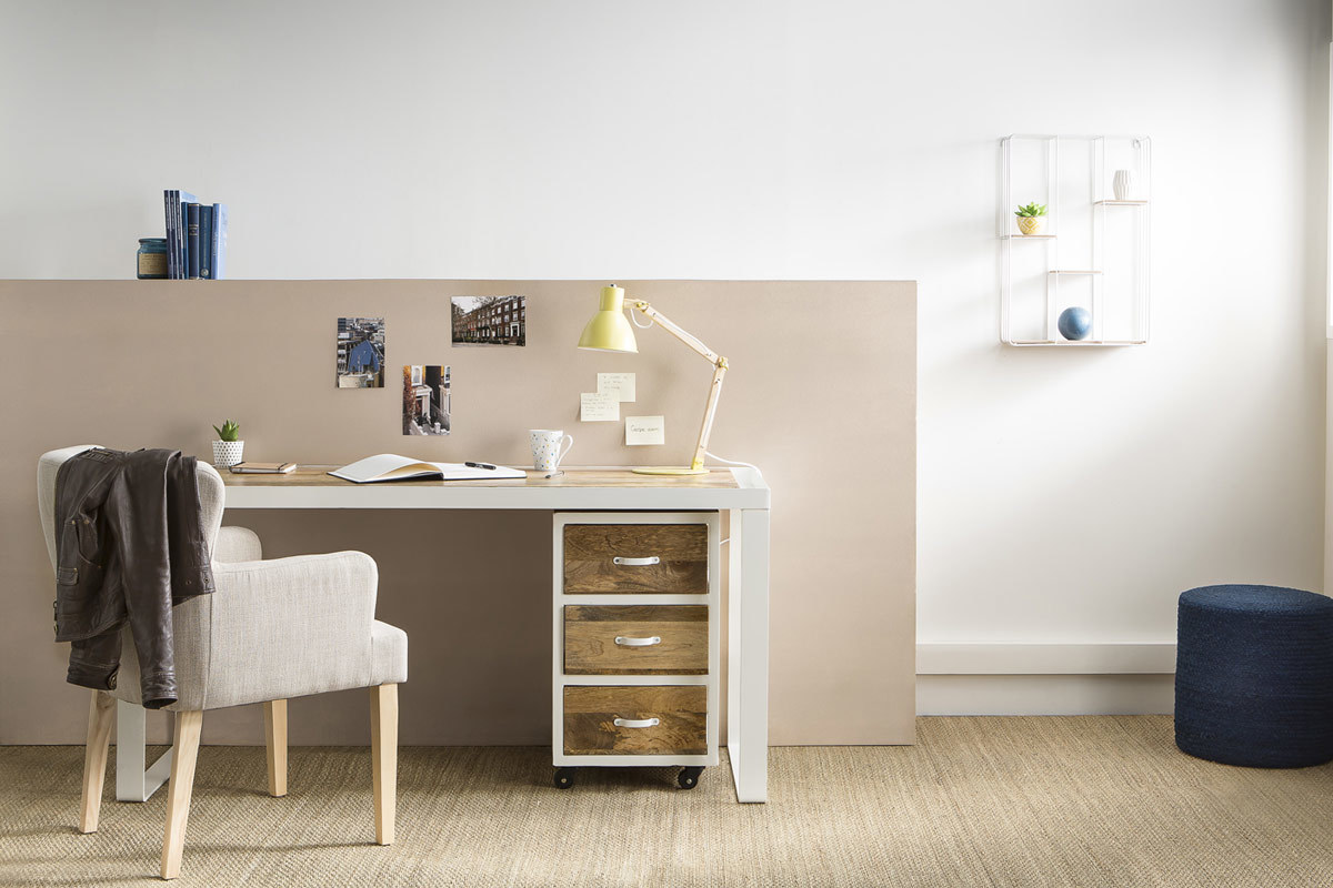 Mensola murale design metallo bianco e legno SLICE