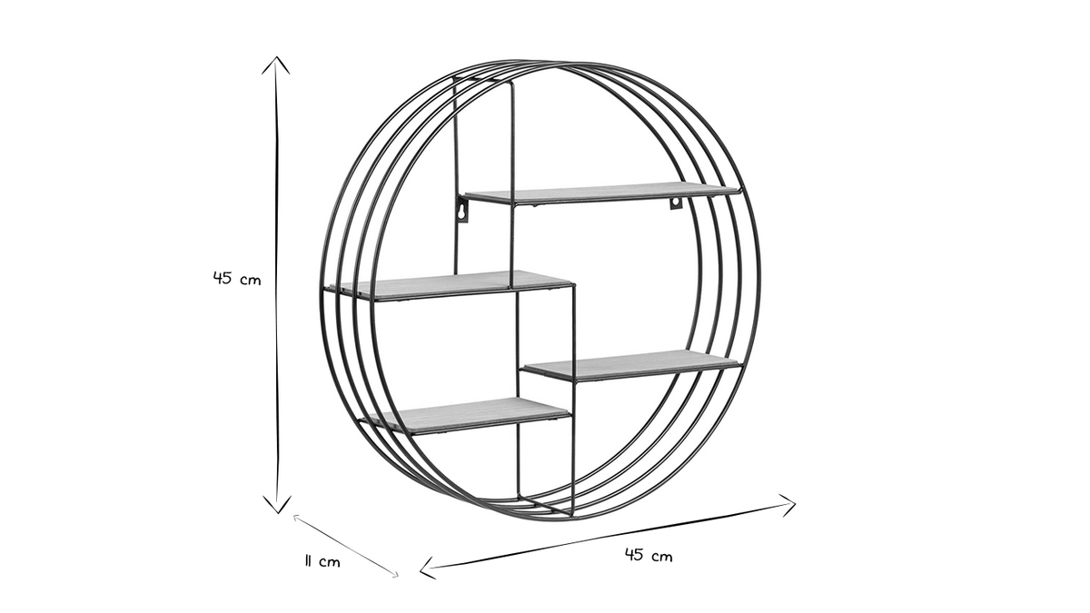 Mensola murale design rotonda legno e metallo ENSO