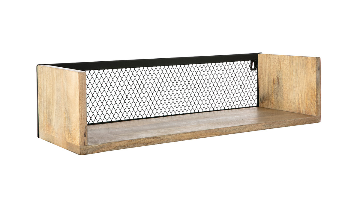 Mensola murale industriale in lengo di mango e metallo 60 cm RACK - Miliboo