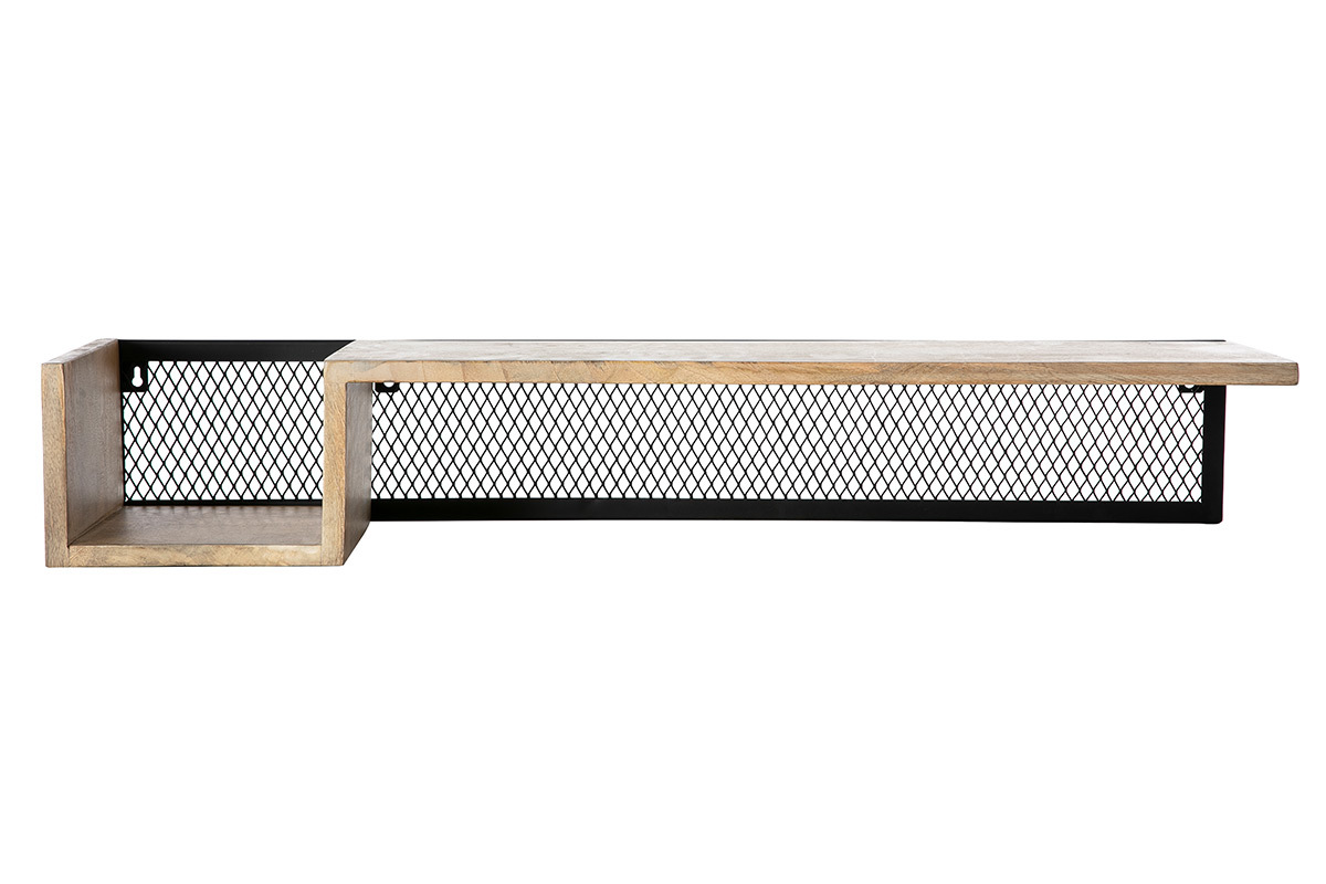 Mensola murale industriale in mango e metallo 90 cm RACK