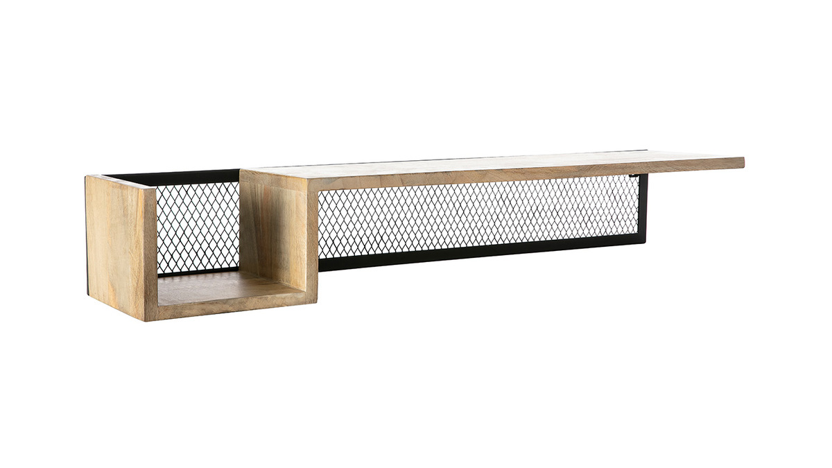 Mensola murale industriale in mango e metallo 90 cm RACK