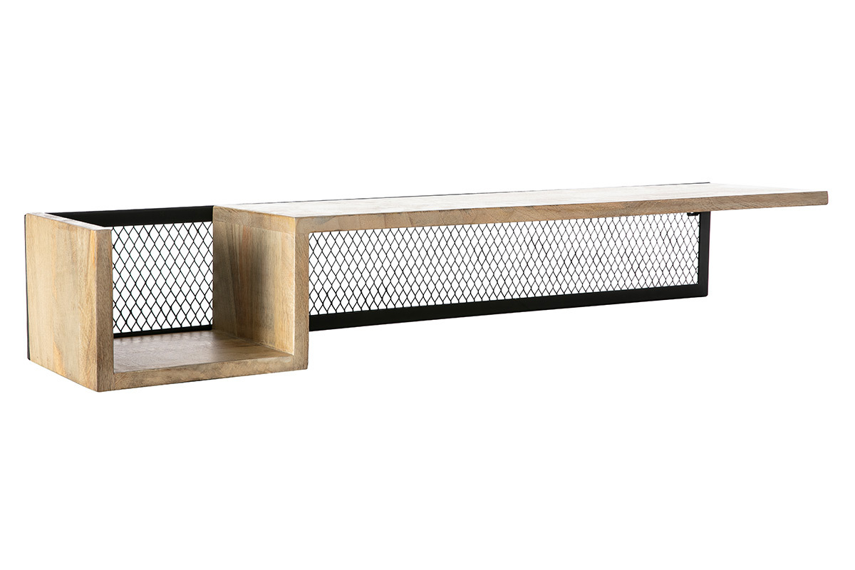 Mensola murale industriale in mango e metallo 90 cm RACK