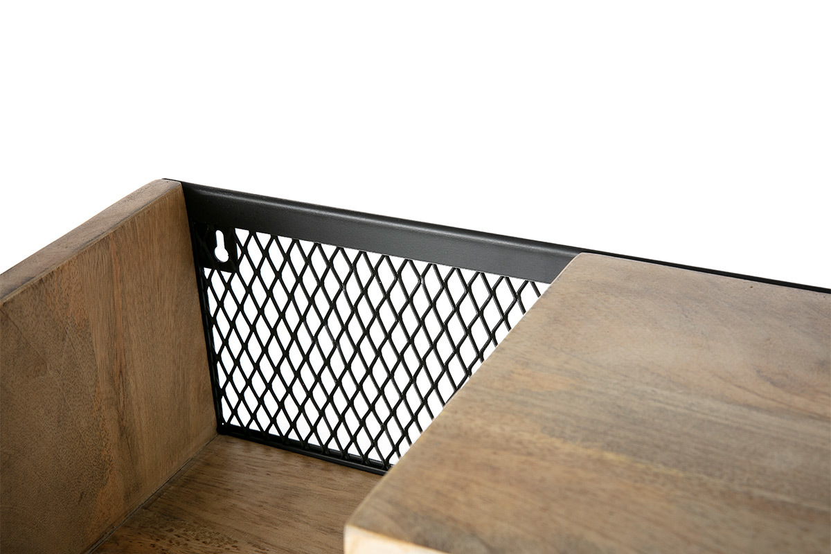 Mensola murale industriale in mango e metallo 90 cm RACK
