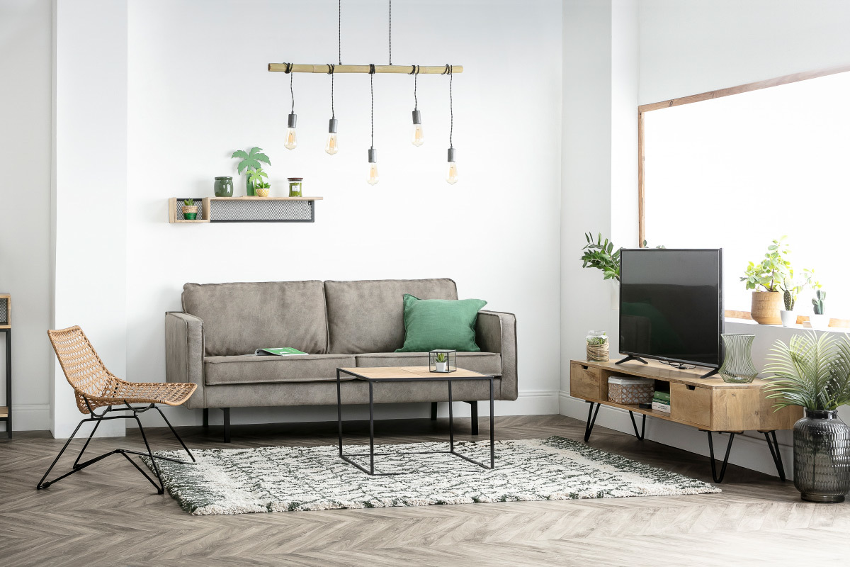 Mensola murale industriale in mango e metallo 90 cm RACK