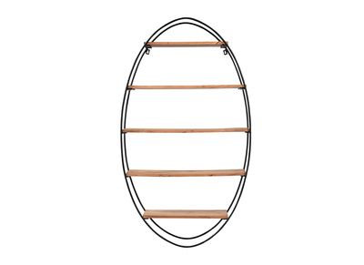 Mensola murale ovale in acacia e metallo H130 cm HANG