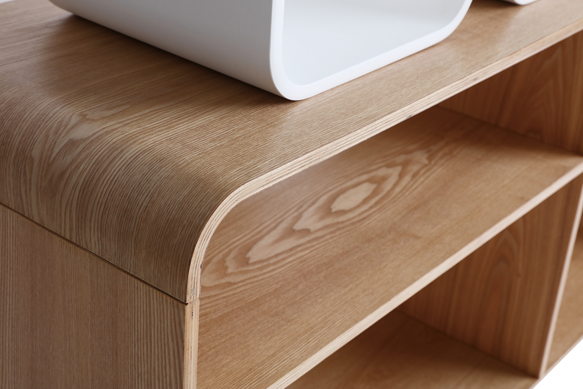 Mensola regolabile legno chiaro e bianco BRICK