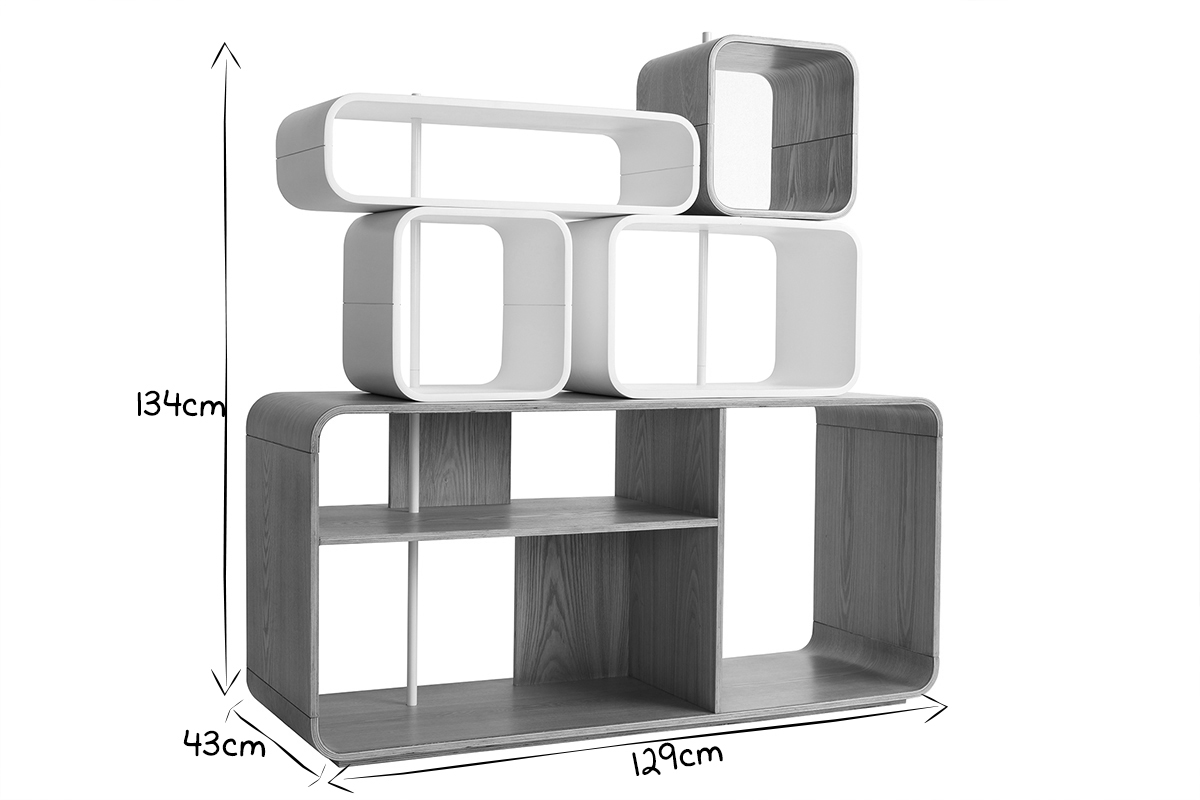 Mensola regolabile legno chiaro e bianco BRICK