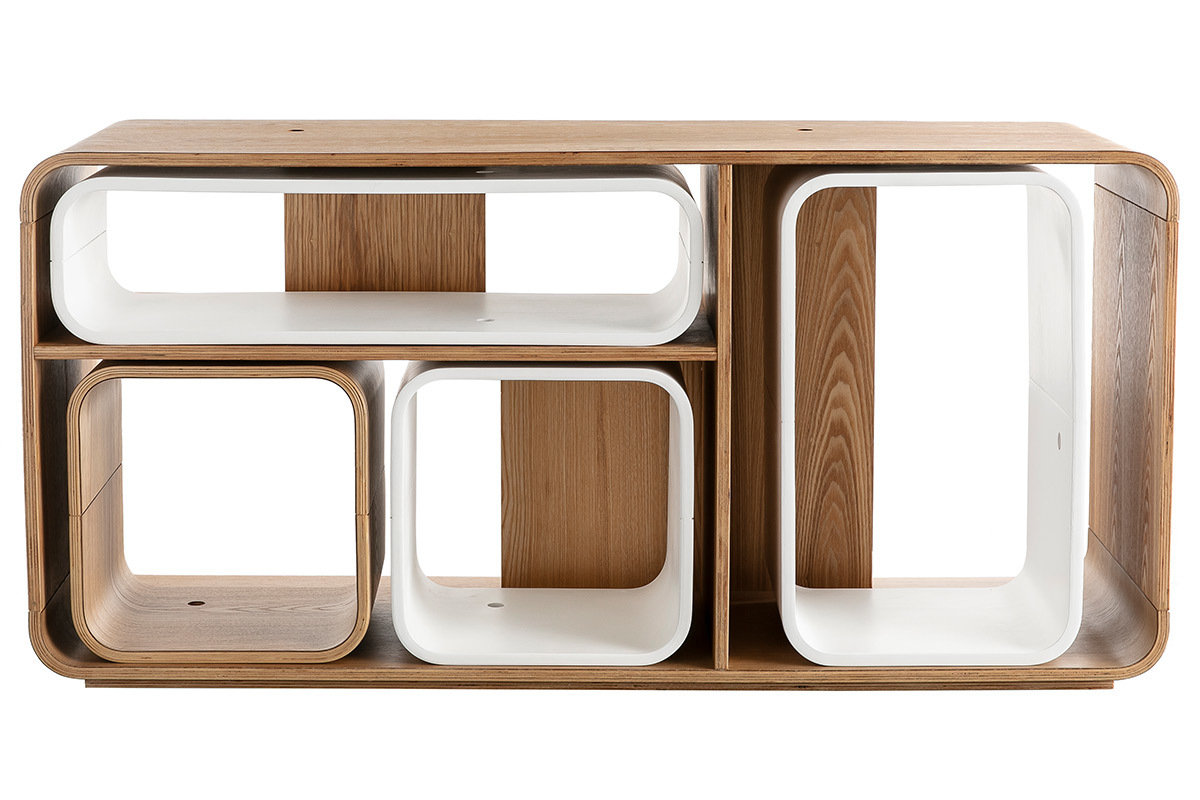 Mensola regolabile legno chiaro e bianco BRICK