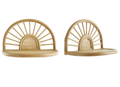 Mensole da parete in rattan naturale e motivo a intreccio L40 cm (set di 2) BOW
