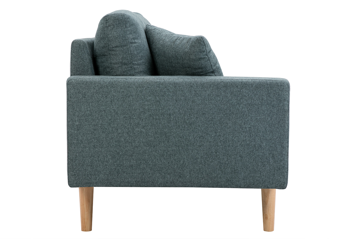 Meridiana scandinava in tessuto grigio-verde e legno massello chiaro L190 cm BERTILLE