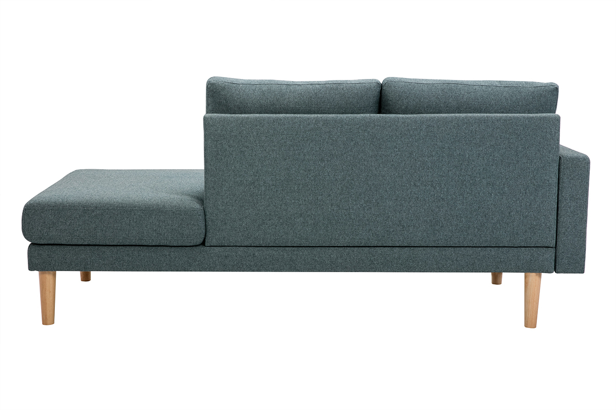 Meridiana scandinava in tessuto grigio-verde e legno massello chiaro L190 cm BERTILLE