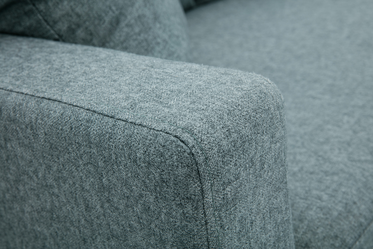Meridiana scandinava in tessuto grigio-verde e legno massello chiaro L190 cm BERTILLE