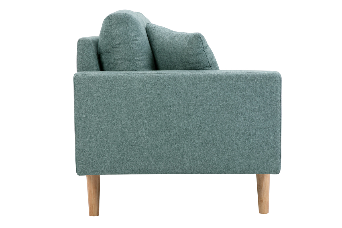 Meridiana scandinava in tessuto grigio-verde e legno massello chiaro L190 cm BERTILLE