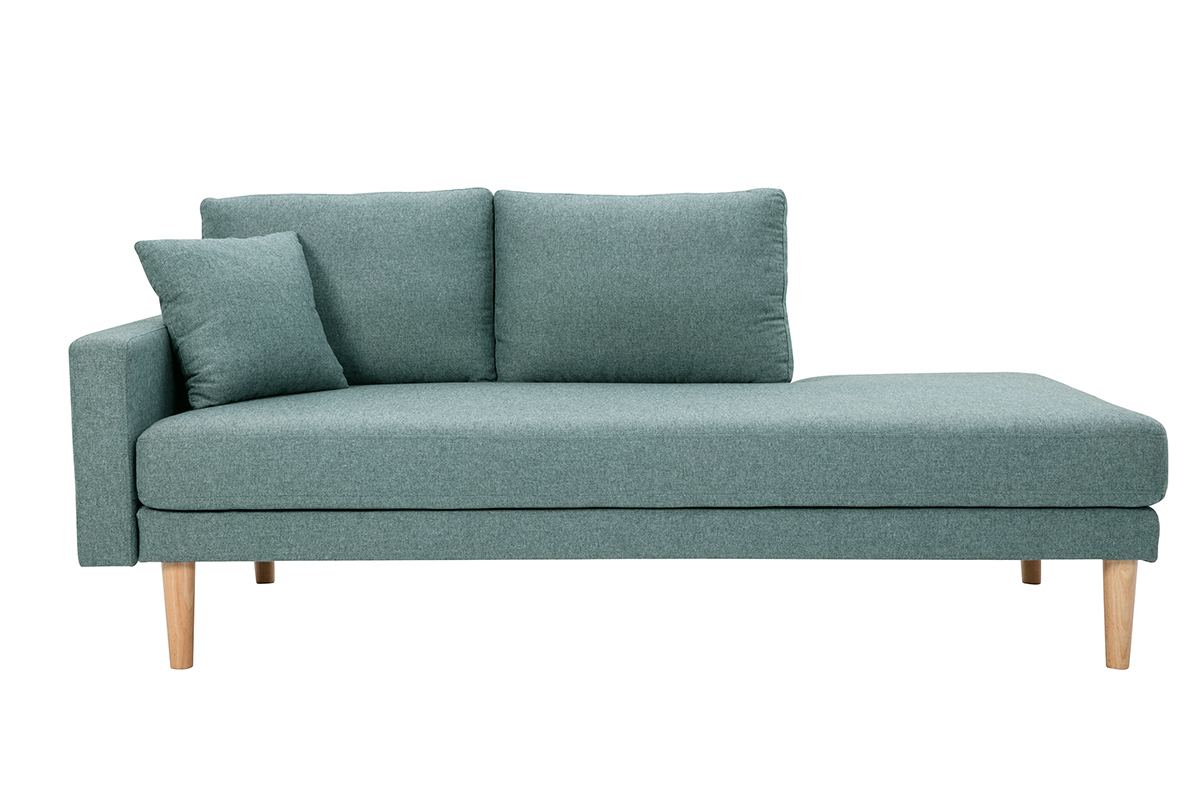 Meridiana scandinava in tessuto grigio-verde e legno massello chiaro L190 cm BERTILLE