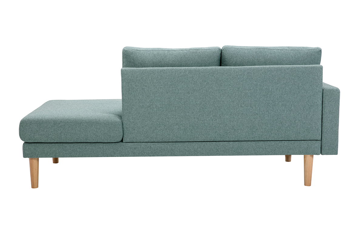 Meridiana scandinava in tessuto grigio-verde e legno massello chiaro L190 cm BERTILLE