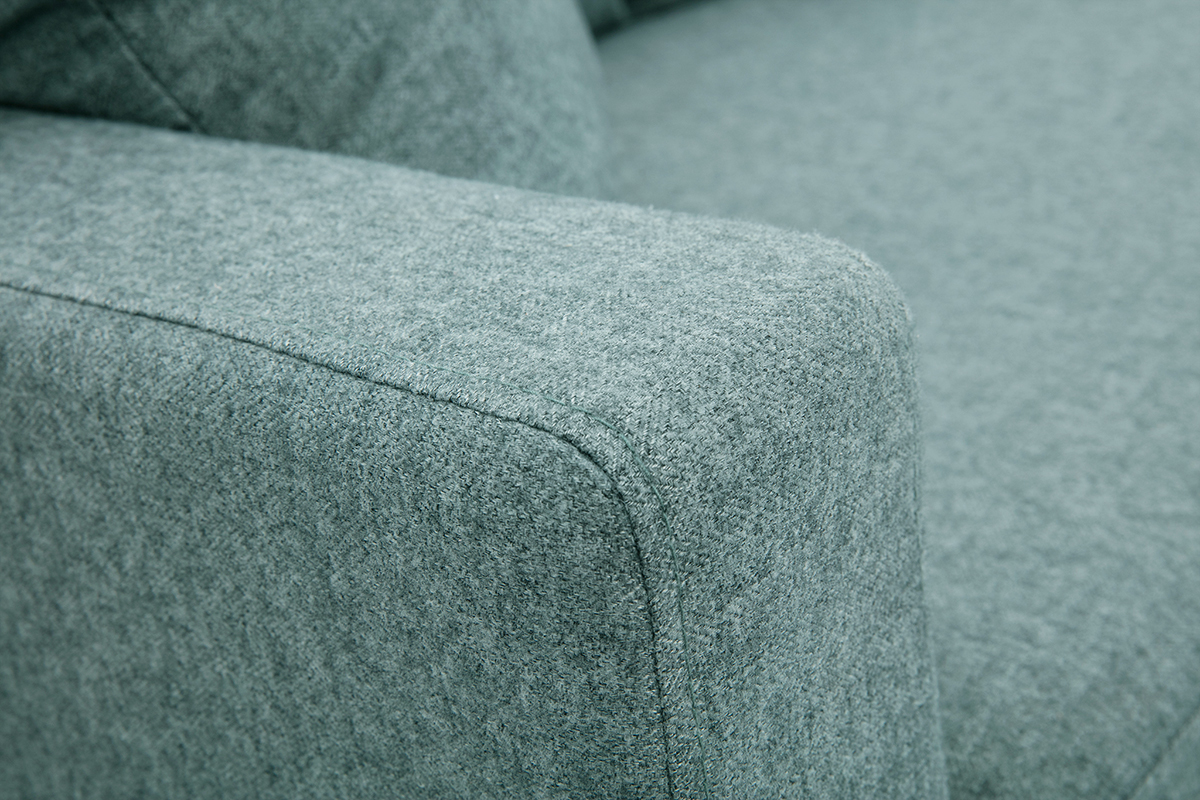 Meridiana scandinava in tessuto grigio-verde e legno massello chiaro L190 cm BERTILLE