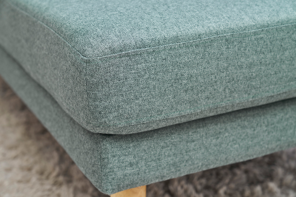 Meridiana scandinava in tessuto grigio-verde e legno massello chiaro L190 cm BERTILLE