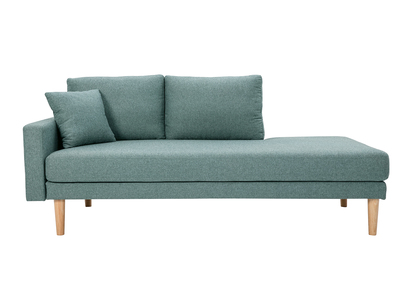 Meridiana scandinava in tessuto grigio-verde e legno massello chiaro L190 cm BERTILLE