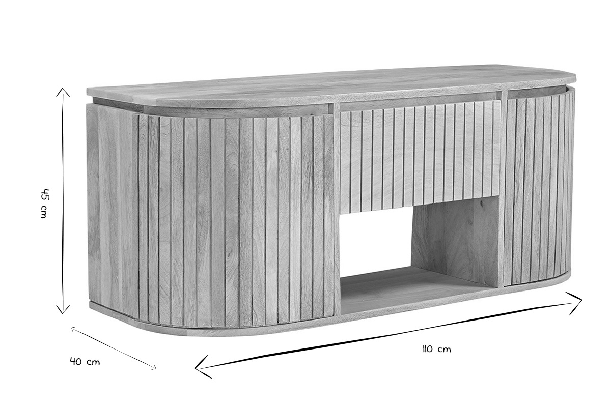 Mobile da bagno BALDO in bianco e nero, dimensioni 110 cm L, 40 cm P, 45 cm H.