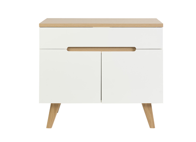 Mobile da bagno bianco laccato lucido e legno chiaro L90 cm MELKA