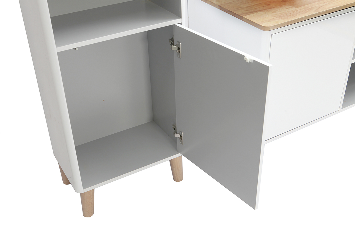Mobile da bagno con colonna e specchio bianco e legno (senza lavandino) LATA