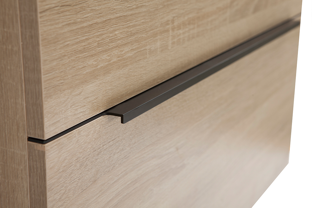 Mobile da bagno con lavabo, specchio e cassetti legno chiaro SEASON