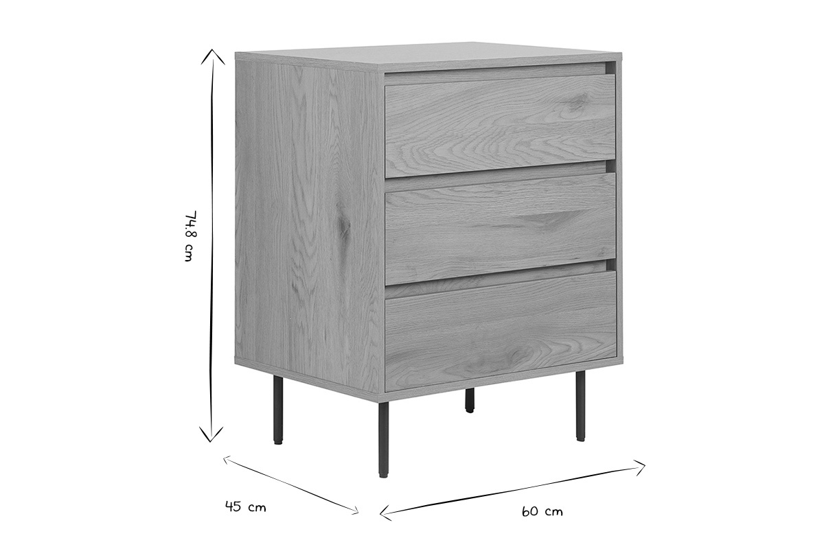 Dimensioni del mobile da bagno ARAGON in nero e bianco, L60 x P45 x H74,8 cm