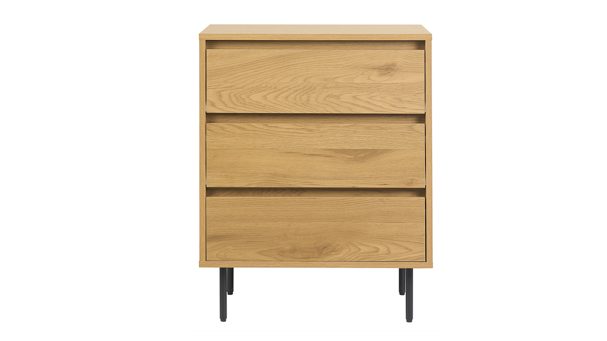 Mobile da bagno finitura legno chiaro rovere e metallo nero L60 cm ARAGON