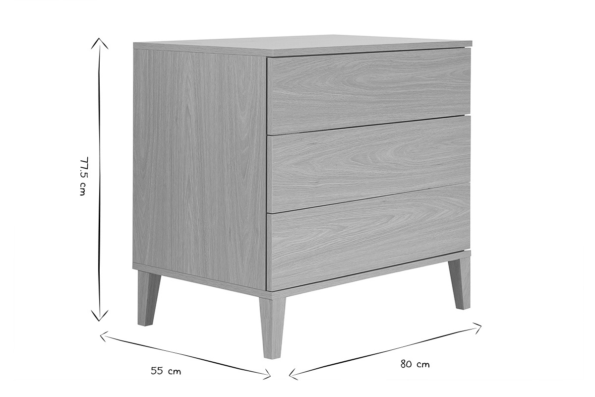 Dimensioni del mobile da bagno FREDDY: L80 x P55 x H77,5 cm in nero e bianco.
