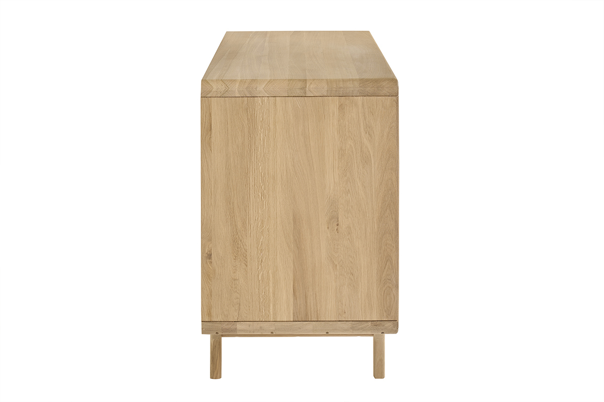 Mobile da bagno in legno massello di rovere, vista laterale, stile scandinavo