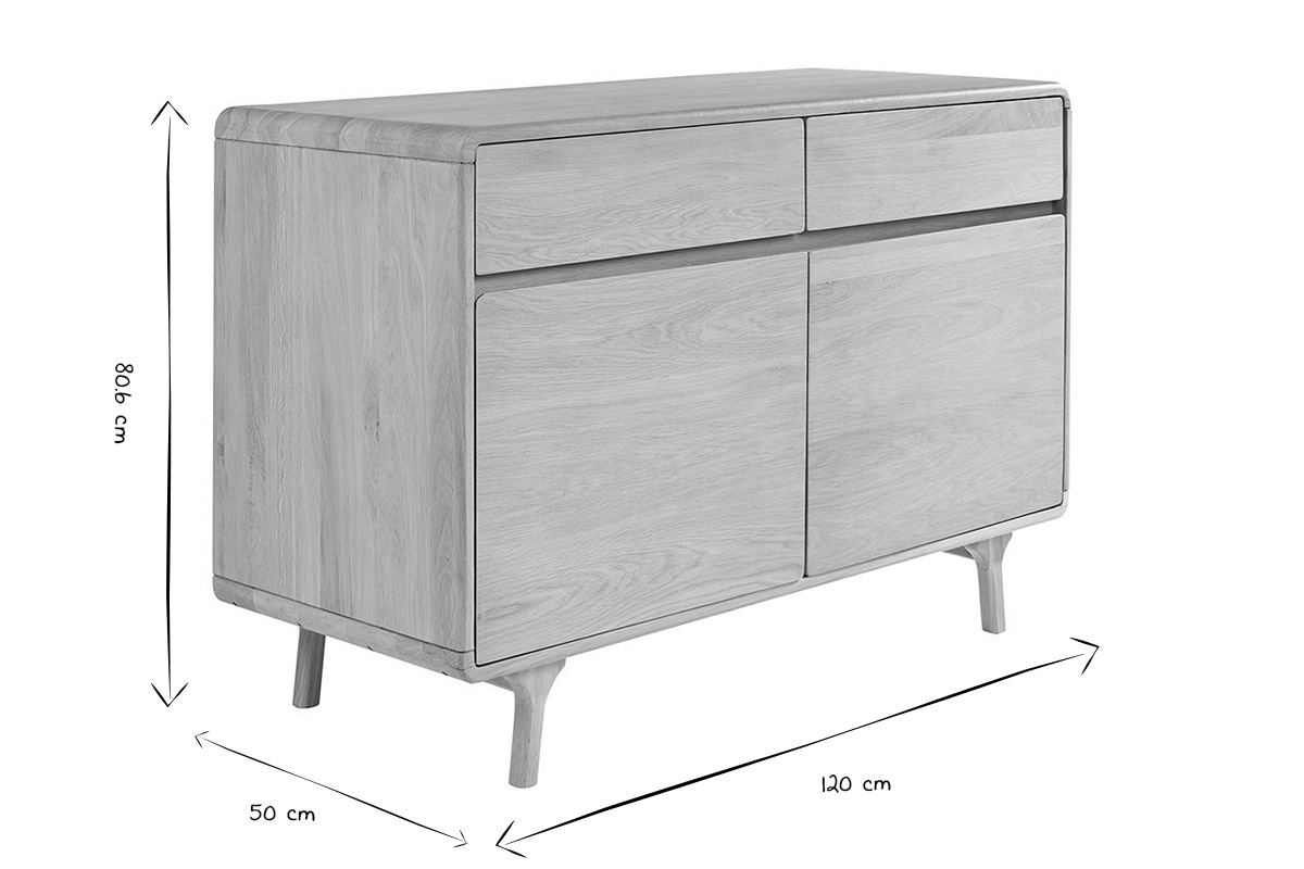 Dimensioni del mobile da bagno ESTEBAN in bianco e nero, L120 cm x P50 cm x H80,6 cm.
