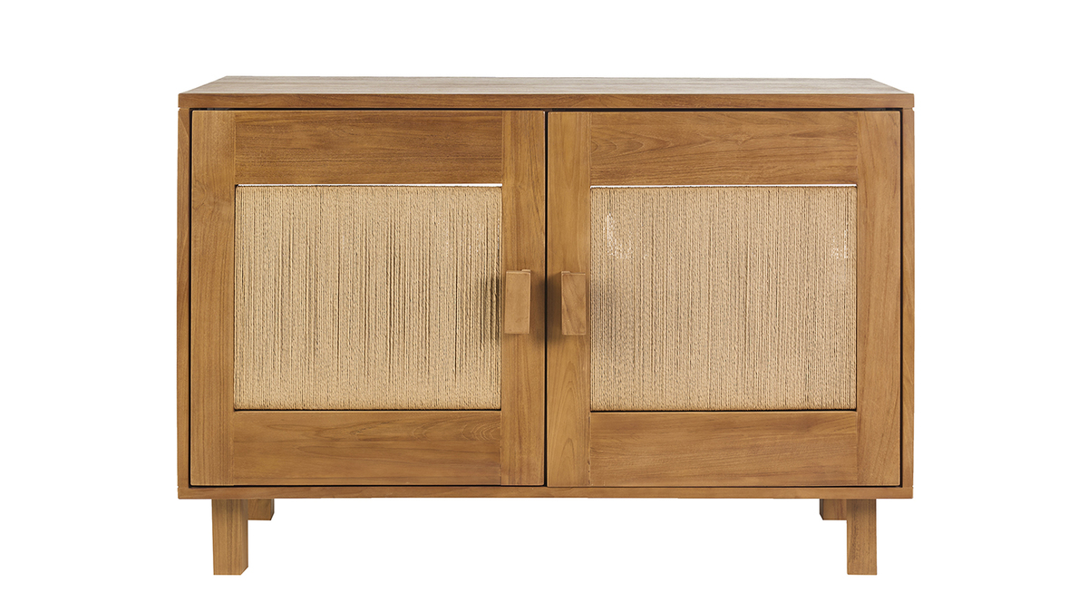Mobile da bagno in legno massello di teak e corda intrecciata L120 cm MOSSA