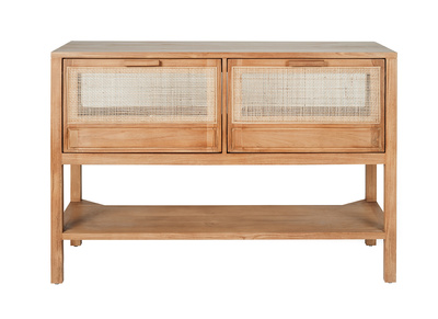 Mobile da bagno in legno massello di teak e intreccio in rattan L120 cm RIVO